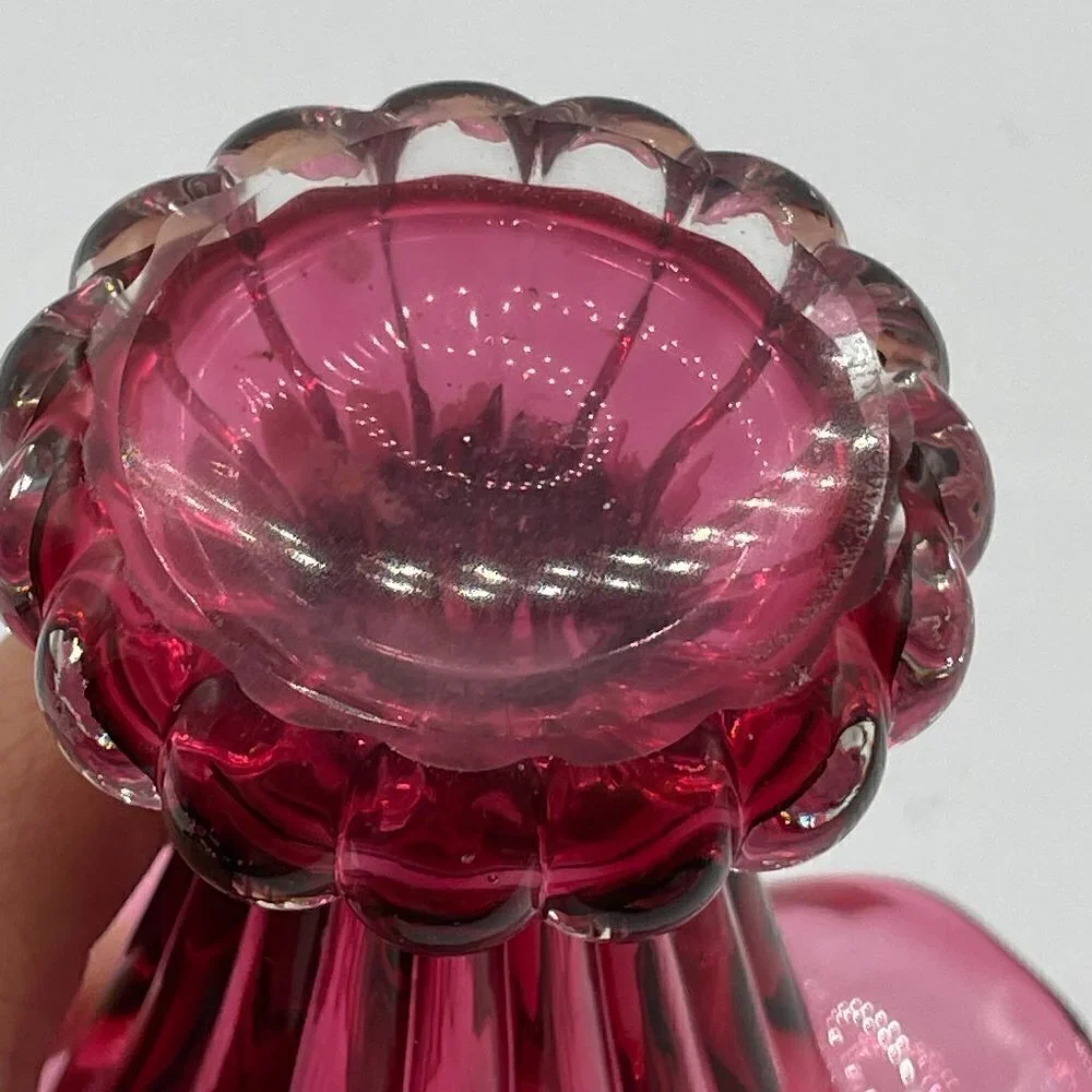 Pink Cranberry Vintage Jack In The Pulpit Floral Studio Art Glass Vase